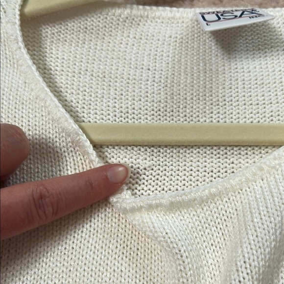 Vintage Cream Red Nautical Striped Sleeveless Sweater Size Large Sailboat Anchor - Picture 11 of 11